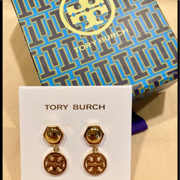 Tory Burch Jewelry - New! With Tag & Box! Tory Burch Gold Logo Earrings